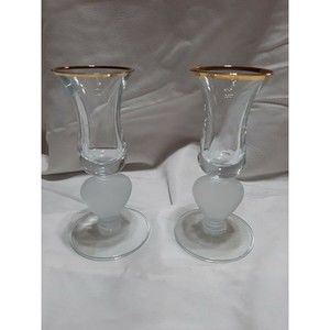 5 1/2" Gold Rimmed Glasses W/ Heart Shaped Stems Absolutely  Stunning.